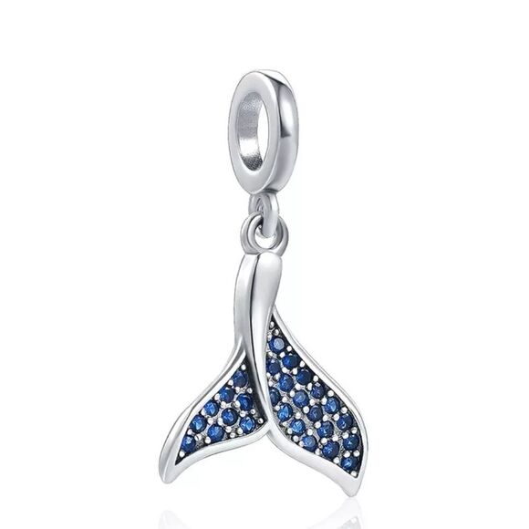 925 Sterling Silver Mermaid Tail Charm - Picture 1 of 8